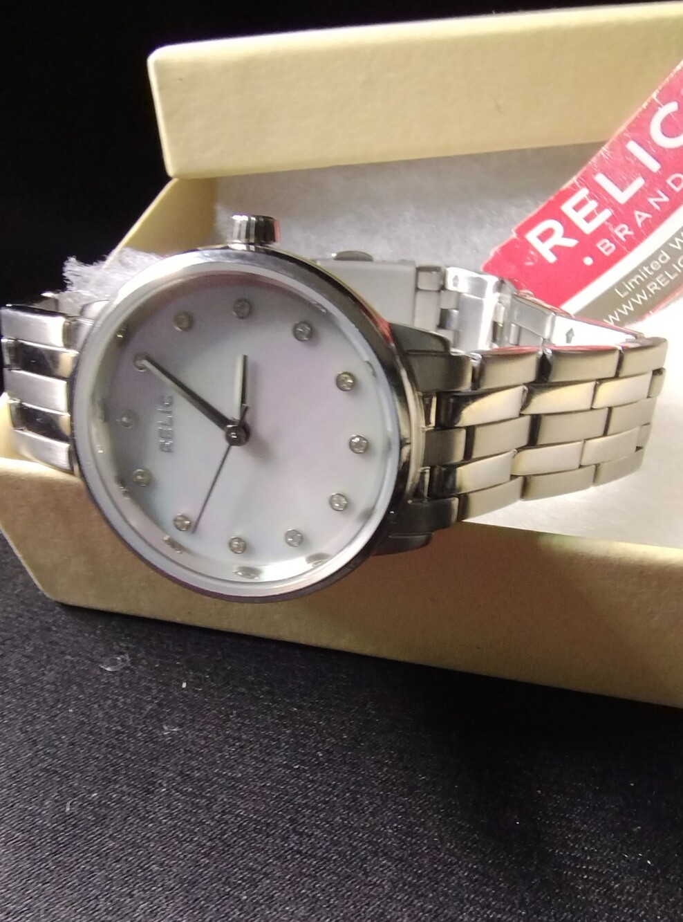 Relic By Fossil New Watch - Women Silver Tone - MOP Dial  - New Battery 6.5"